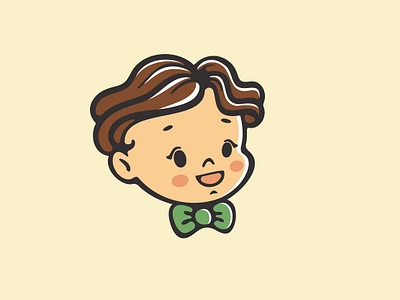 Dapper Boy Logo for Sale avatar bow tie boy character design child childhood curly hair cute dapper elegant fun happy joyful kids logo kindergarten mascot retro school boy smiling vintage