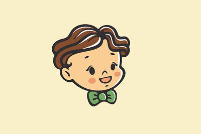 Dapper Boy Logo for Sale avatar bow tie boy character design child childhood curly hair cute dapper elegant fun happy joyful kids logo kindergarten mascot retro school boy smiling vintage