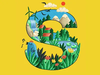 Illustrated Logo (sahibinden.com) animals bird illustration logo mountains nature plants