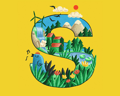 Illustrated Logo (sahibinden.com) animals bird illustration logo mountains nature plants