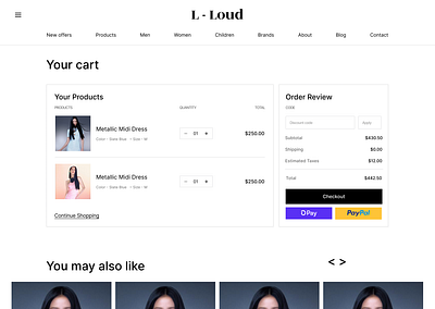 Online Shopping Cart Display - Daily UI Challenge 01 design shopping ui website