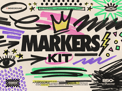Markers Kit abr brushes collage colorful doodle drawing graffiti grunge lines marker markers patterns pens png redacted scribble shapes sketch street strokes