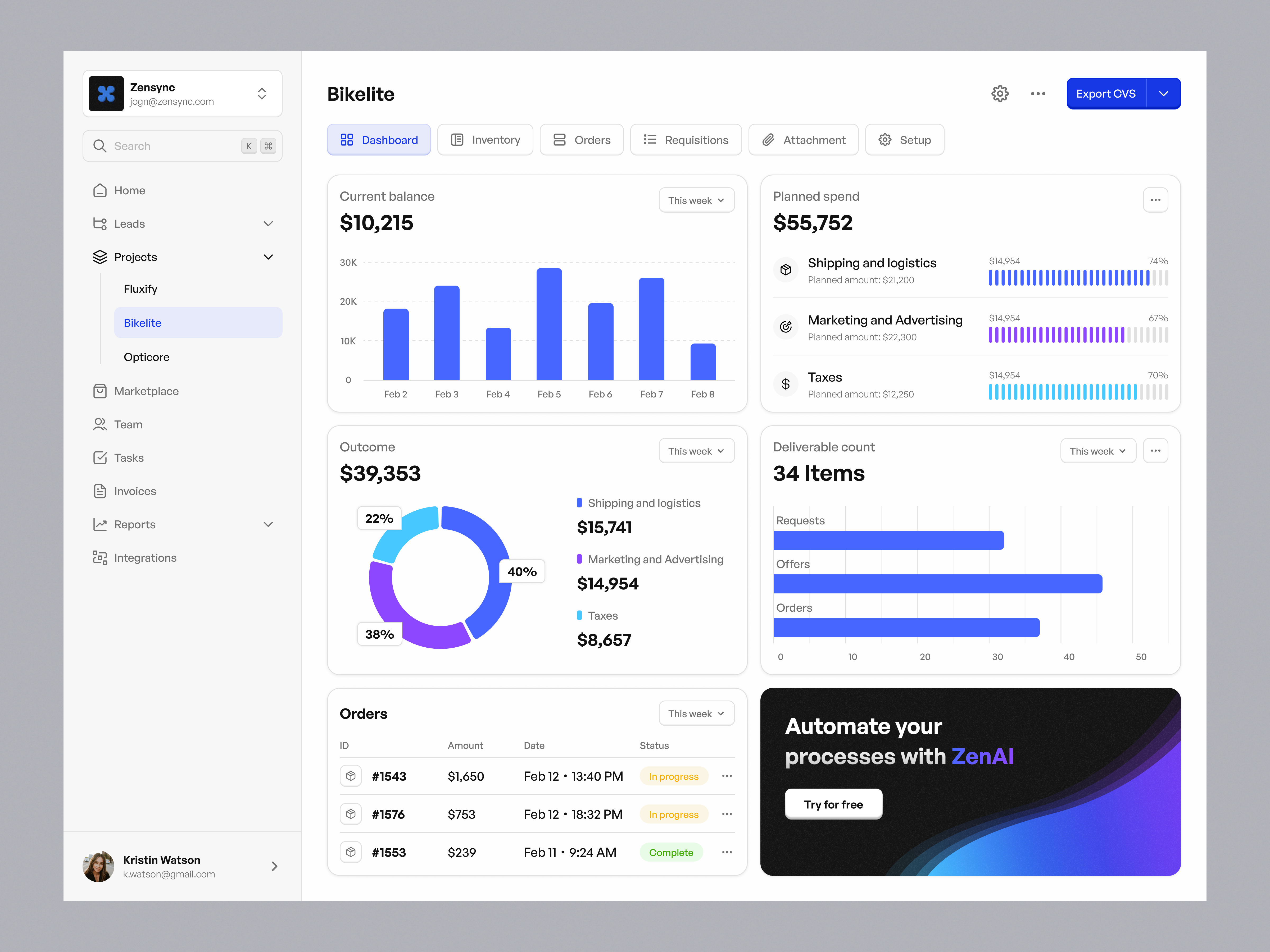 Evolutionary procurement dashboard admin panel ai ai assistant automation budget charts crm dashboard management money overview platform product design saas supply ui ux web design
