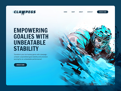 Clawpegs #uithursday goalie hero section home page ice hockey landing page uithursday web design