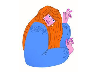 Red hair bright character characterdesign contrast hands illustration illustrator play portrait pullover red hair vivd woman