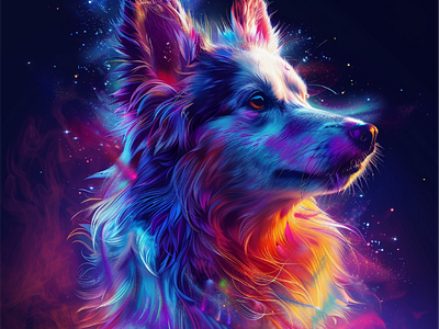 Kaleidoscopic Canine: The Palette of Dreams artisticwonder creativeexpression graphic design illustration imagination kaleidoscope magicalrealism vector vibrantcolors whimsical