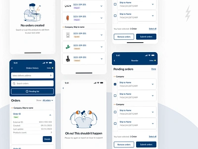 Phill - VMI buddy crossplatform details empty state flutter history illustration inventory order product status ux vendor management vmi