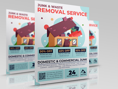 Junk Removal Services Flyer Template clean cleaning corporate dirty flyer garage home illustration leaflet po poster sale services