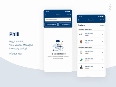Phill - VMI buddy empty state graphic design illstration inventory management mobile no results orders products status ui ux vendor vmi