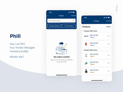Phill - VMI buddy empty state graphic design illstration inventory management mobile no results orders products status ui ux vendor vmi