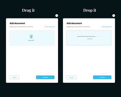 Drag and drop modal motion graphics ui