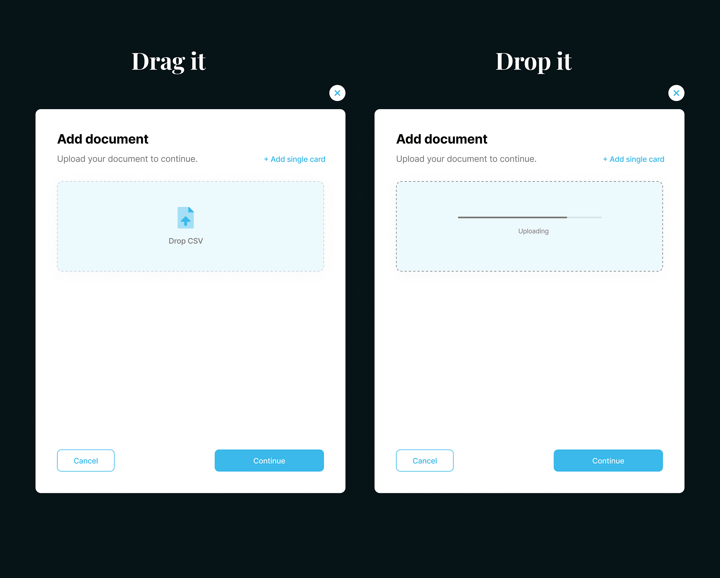 Drag and drop modal by Biodun Ajayi on Dribbble