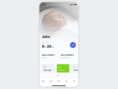 Happiest Baby Home Screen dashboard home page icon design ios app design ios application design mobile design prototyping ui design user experience design user interface design visual design