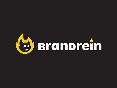 Brandrein agency brand burning candle demon devil emoji face fire flare funny head hot logo smile spark yellow