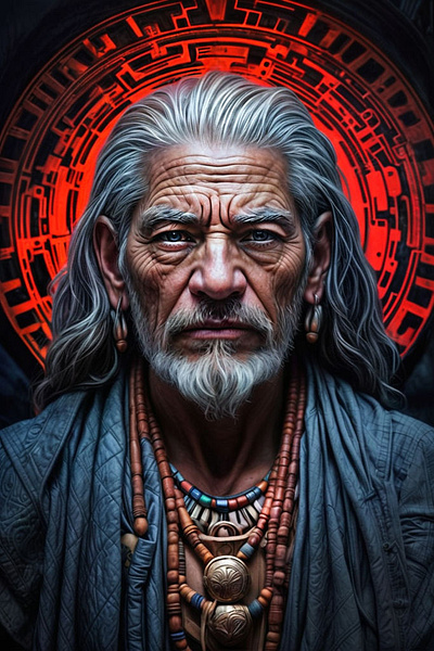 [Portrait Art] Old man tribal leader 3d animation branding graphic design