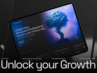Profoundly | Unlock your Growth 🪬 ai app databse design education gradients growth landingpage productdesign self education ui ux