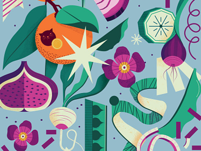 Saladerie backet blue flower food illustration illustrator orange peas summer texture vector vegetable