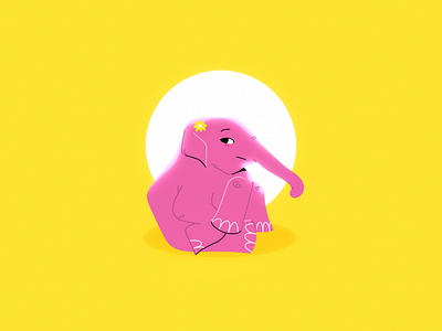 Small One 2d character design elephant flat funny illustration sun vector