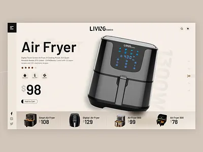 Air Fryer : Landing page Design/Website design airfryer website creative layout ecommerce design ecommerce website landing landing page landing page ui master creationz minimalist modern neat and clean design product page design typography ui uidesign user interface design web page web ui website design