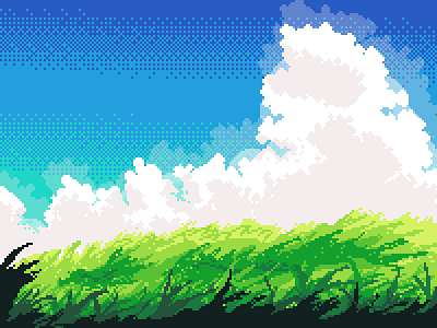 Natural 1 bit blue branding clouds design graphic design grass green illustration landscape motion graphics natural nature new pixel art ui