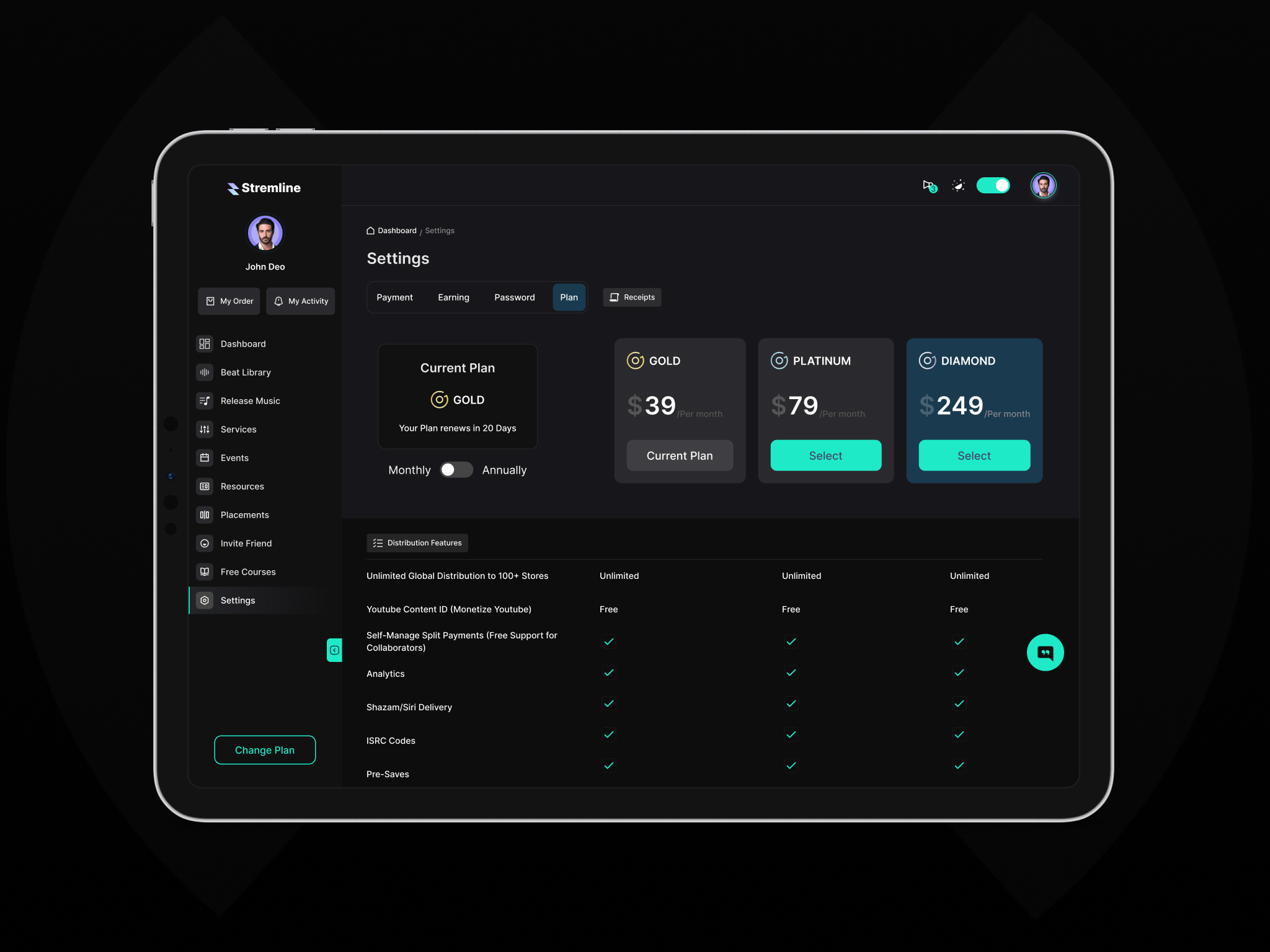 Streamline Artist Freelance Platform Dashboard Design by Urvik Moradiya ...