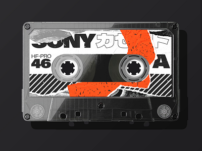 . 1980s 3d analog blender brand branding cassette collage graphic design label art paper sony tape typography