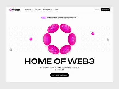 Polkadot: hero page, dark&white modes blockchain coin market crypto crypto market crypto solution defi design digital product dot hero page polkadot ui user experience user inteface visual identity web web3
