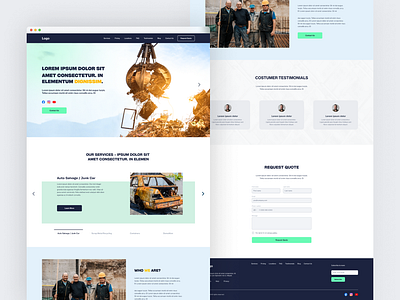 Metal Materials Factory Website - Light Theme about us contact us demolition design factory inspiration junk car light theme materials metal modern website recycle recycling request quote services ui ux uxui web design