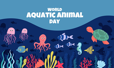 World aquatic animal day design graphic design illustration illustrator vector