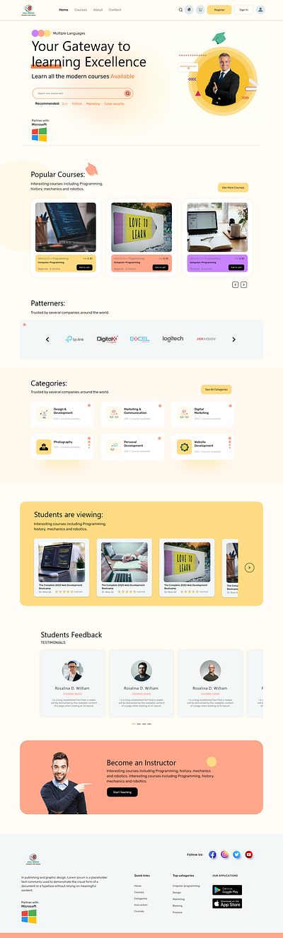 Online Learning - Website Design Page app branding design googledesign graphic design illustration landing page naseebdesigner search ui website websitedesigner