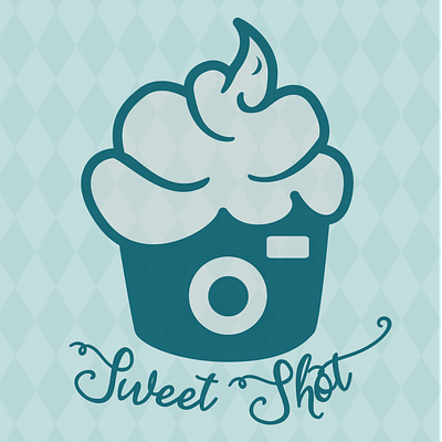 Sweet Shot Logo branding cupcake design graphic design illustration logo photography print teal typography vector visual identity