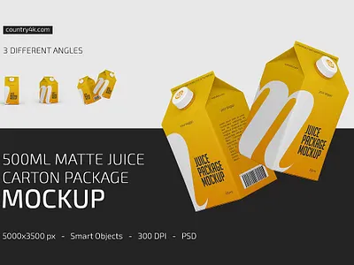 500ml Juice Carton Package Mockup cardboard carton cover dairy dessert drink fruit juice juice mockup milk mockup milkshake mockup pack package screw cap shake soft yoghurt yogurt