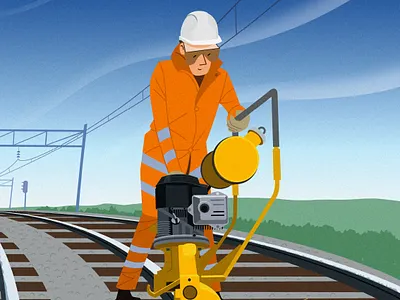 Illustration for National Railway Museum cleaning hi viz illustration machinery railway repair technology tourism track train travel work