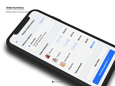 Order Summary amount app branding checkout clean confirmation delivery design dress ecommerce figma invoice mobile order payment purchase shipping summary typography ui
