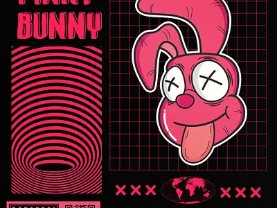 Pinky Bunny acid bunny chiling event illustration pink post rabbit retro social social media street trippy wear