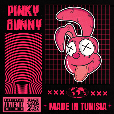 Pinky Bunny acid bunny chiling event illustration pink post rabbit retro social social media street trippy wear