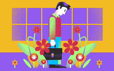 Green Environment character editorial flat flowers green illustration man texture vector