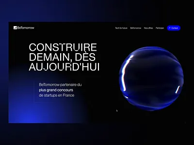 Betomorrow x Tech For Future 3d betomorrow blur event hover effect product design sphere startup tech innovation trends ui ux webgl website