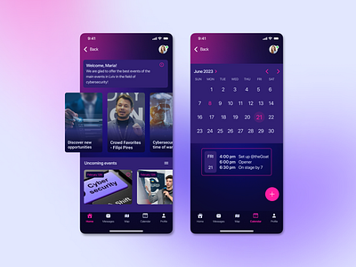 IOS app screens app calendar color design events ui