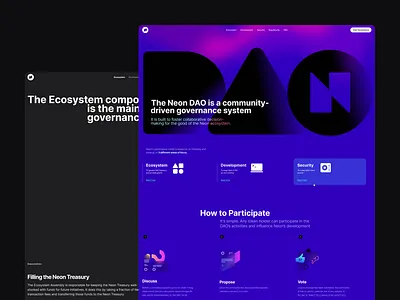 Neon EVM DAO website graphic design neon solana uxui web webdesign