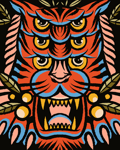 the six eyes of the tiger 2d 2dillustration illustration tiger