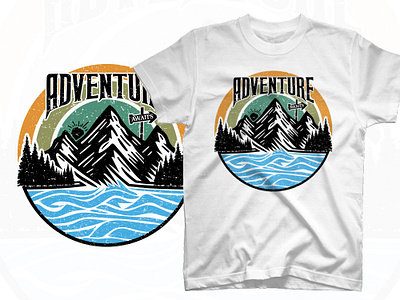 Adventure awaits outdoor travel t shirt design illustration tee