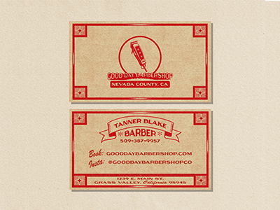 Good Day Barbershop Business Card brand design branding distressed graphic design illustration logo logodesign retro typography vintage