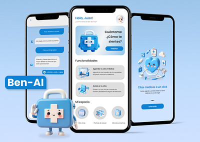Ben-IA UX/UI Design 3d app chatbot health healthcare ia ui ux