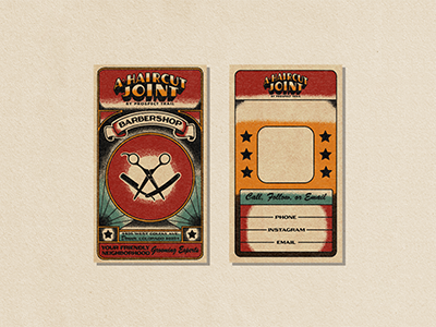 A Haircut Joint - Business Card brand design branding business card distressed design ephemera graphic design illustration print