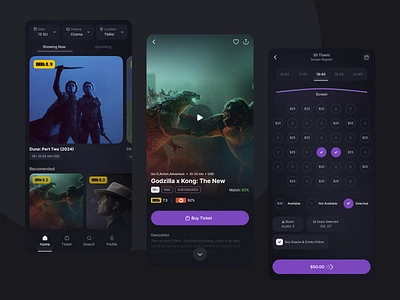 Cinema APP UI android app design interface ios layout ui ux