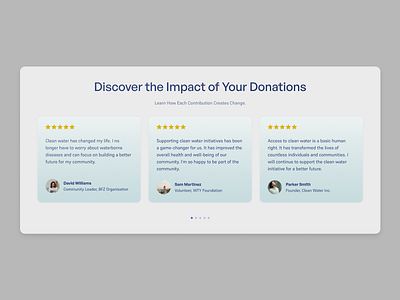 Testimonials section for the clean water initiatives design landingpage ui uidesign ux webdesign