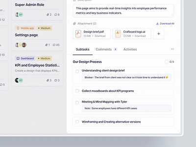 [ANIMATION] Subtasks, Comments & Activities - Task Details activities animation clean comments dashboard design interaction design motion graphics product design project details side peek sidebar subtasks tabbing task details task list task management dashboard ui ui animation ux