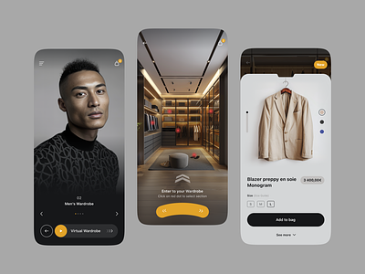 Virtual wardrobe app clothe design luxe luxury shop ui virtual vr