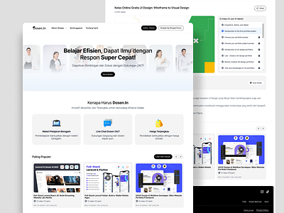 Educational Video Platfrom - Dosen.in landing page onlie learning platform simple website design uiux design website